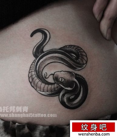 女人腰部可爱的小蛇纹身