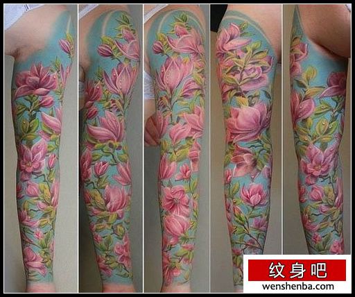 漂亮时髦的花臂花纹身