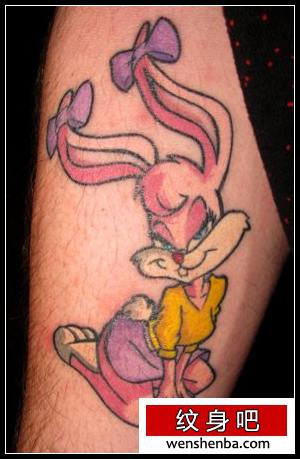 腿部个性权威的卡通兔子纹身