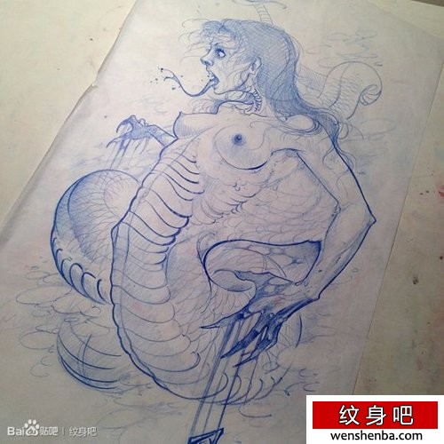时髦时髦的一张蛇精纹身手稿