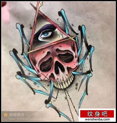 介绍一张个性上帝之眼骷髅纹身图