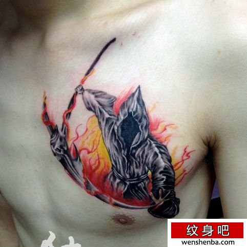 胸部帅气权威的死神纹身