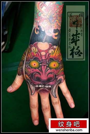 日本黄炎刺青分享欣赏手部般若刺青（tattoo）