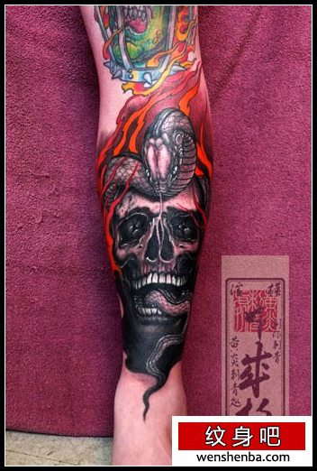 日本黄炎刺青分享欣赏手部骷髅刺青（tattoo）