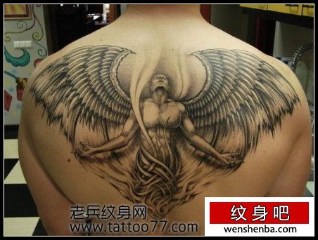 时髦权威的守护天使纹身