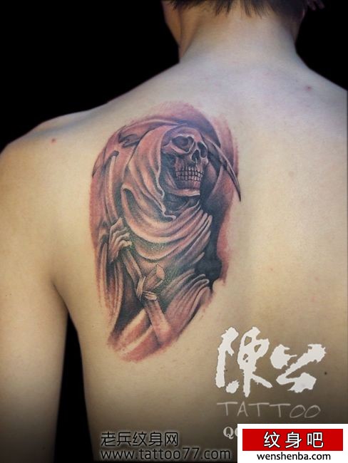 男性纹身—背部死神纹身