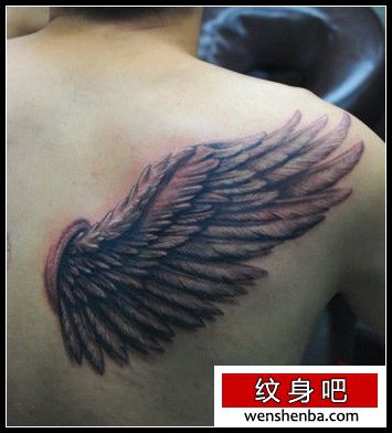 肩背精致的翅膀纹身