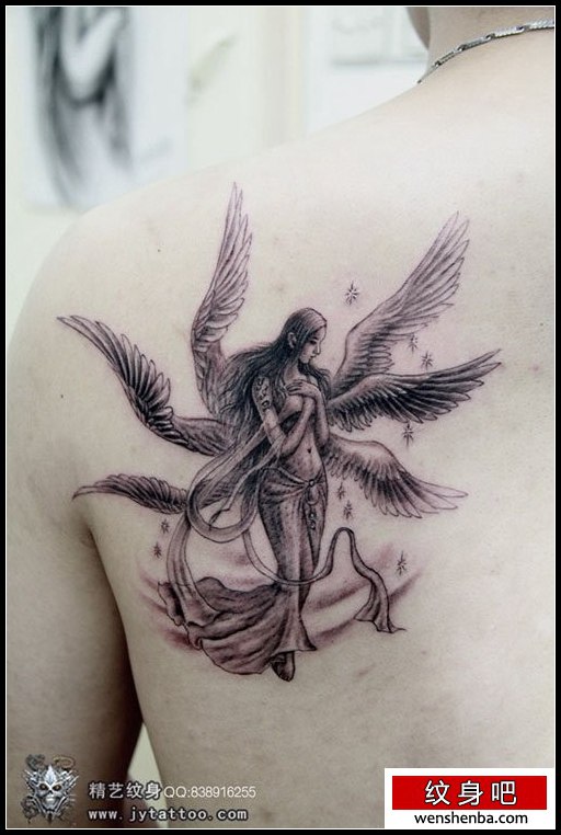 天使展翅图腾纹身图片