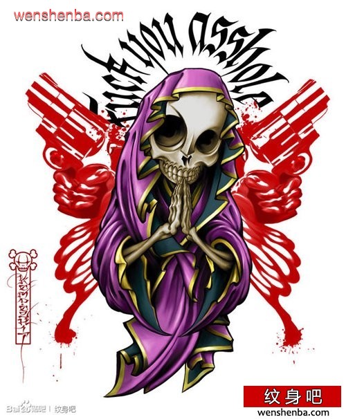 一张个性时髦的死神纹身手稿
