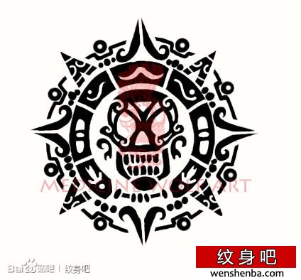 个性时髦的图腾骷髅纹身手稿