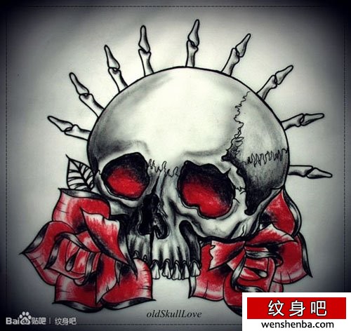 一张权威的欧美骷髅纹身手稿