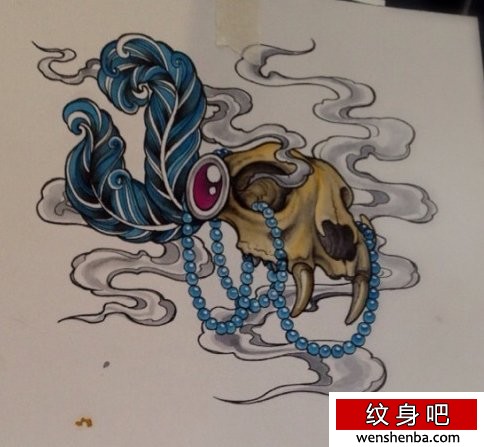 很帅权威的一张动物骷髅纹身