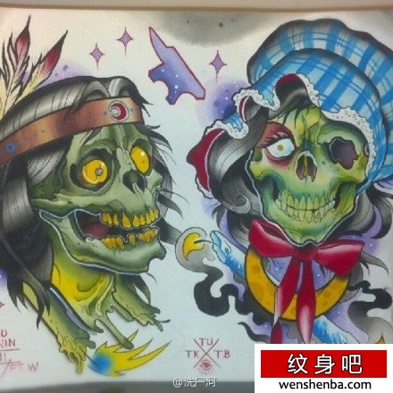 很帅超酷的骷髅纹身手稿