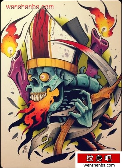 时髦时髦的一张死神纹身手稿