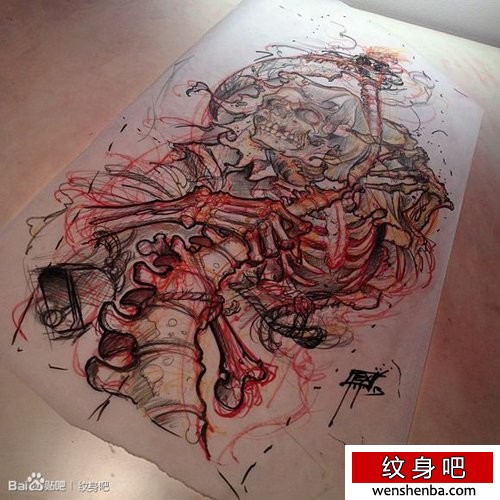帅气时髦的一张死神纹身手稿