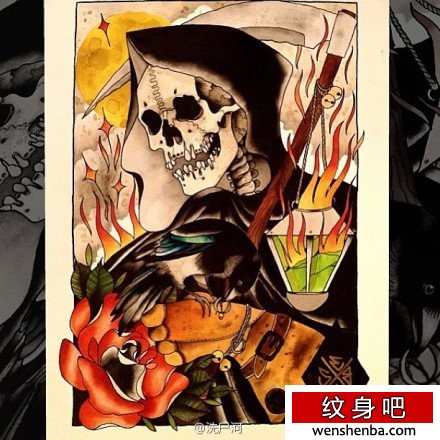 时髦超酷的一张死神纹身手稿