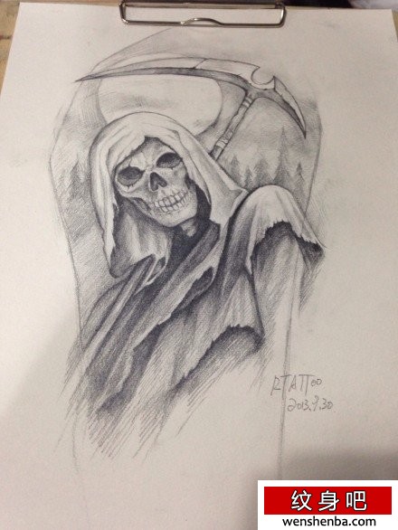 时髦很帅的一张死神纹身手稿