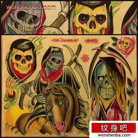 个性很帅的school风格的死神纹身