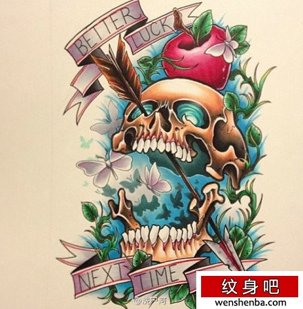 个性很帅的一张骷髅纹身手稿