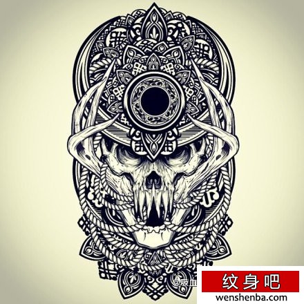个性时髦的一张骷髅纹身手稿
