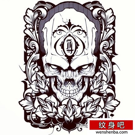 时髦权威的一张骷髅纹身手稿