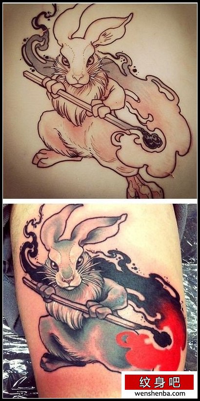 欣赏一张个性的兔子纹身