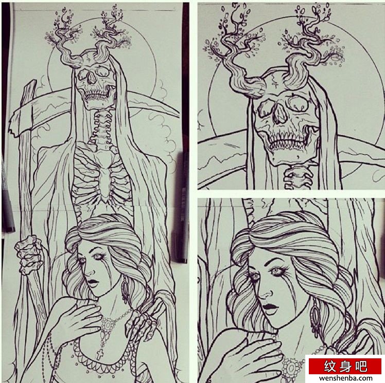 纹身介绍一张死神纹身手稿
